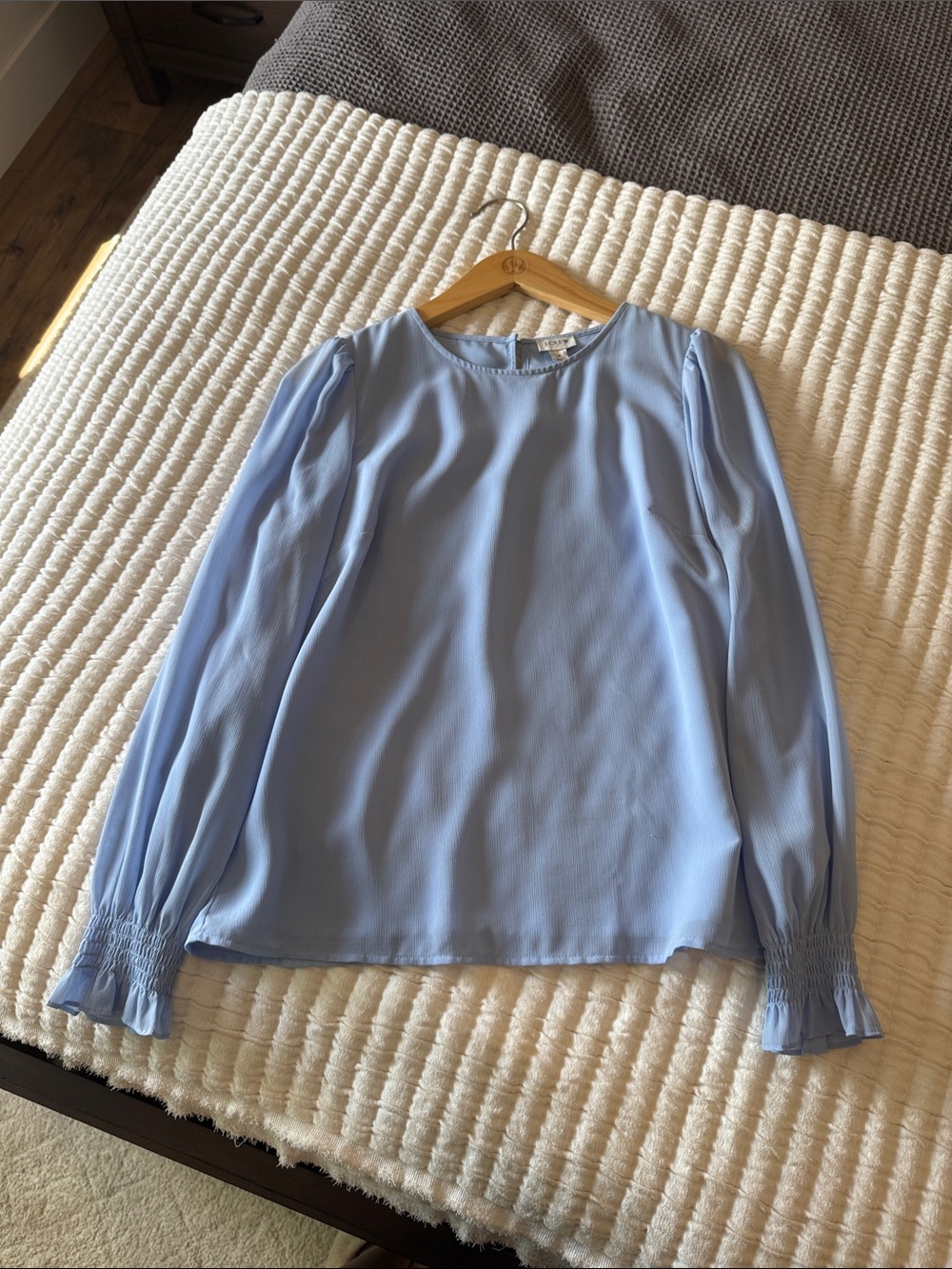 Light Blue Long-Sleeve Blouse - Women